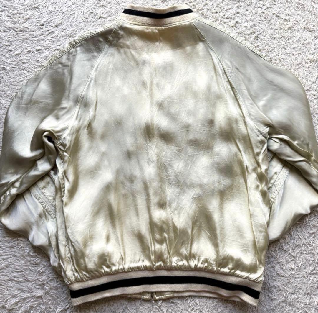 ★希少 Lサイズ★ AVIREX スカジャン 刺繍 ドラゴン タイガー 白系