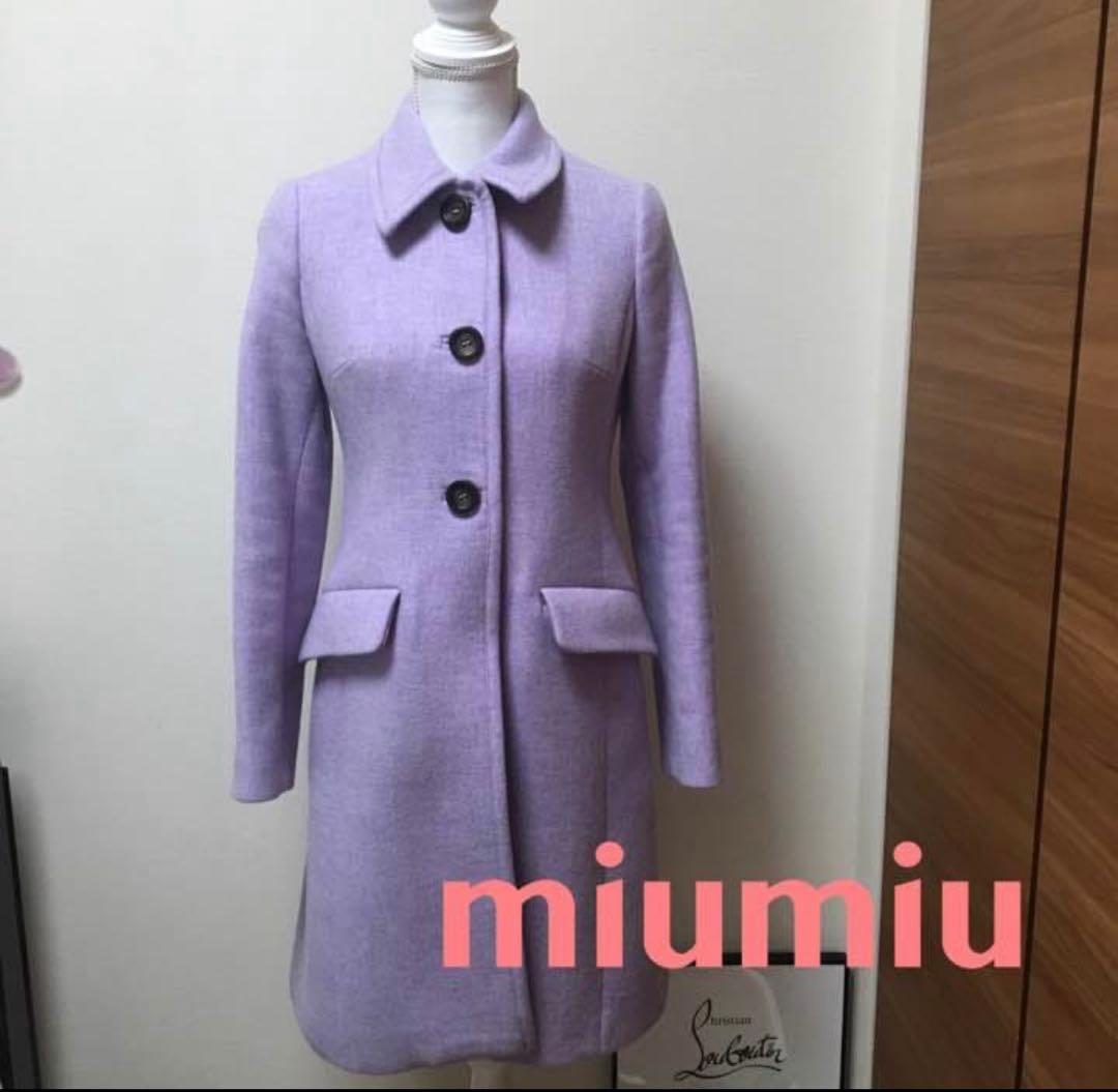 【最終値下げ】美品　miumiu ラベンダー色コート　サイズ40