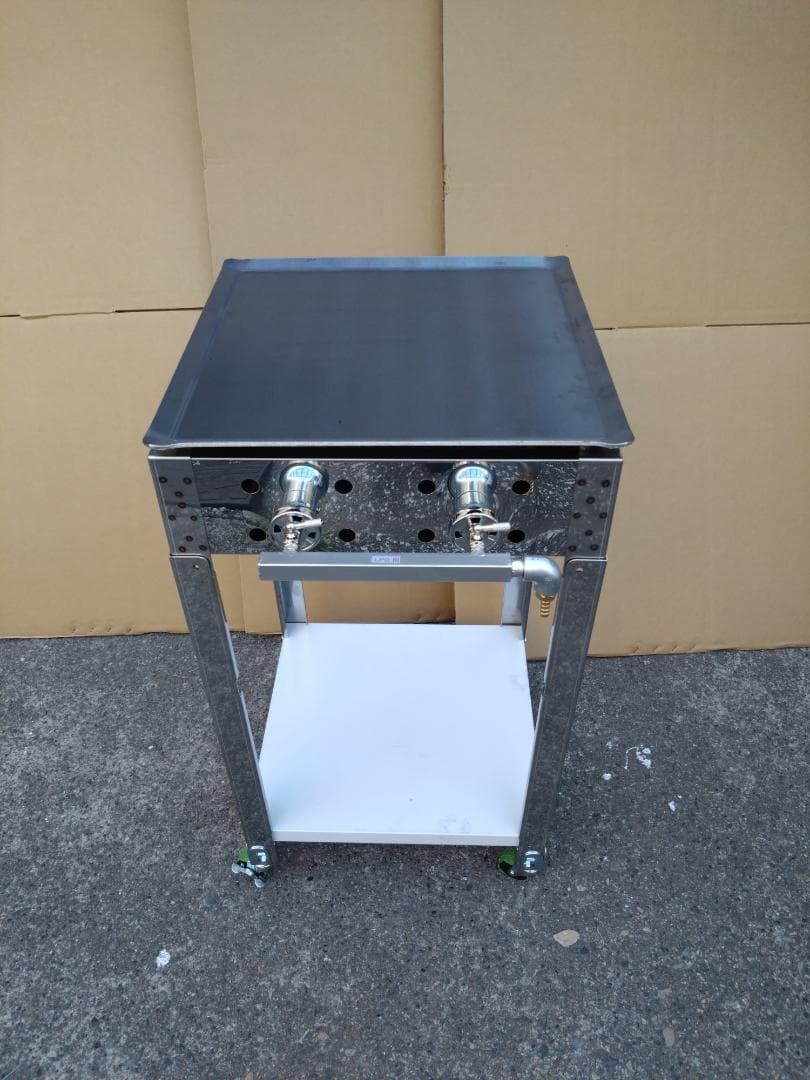 幅450　移動試食デモ販売　専用台付　鉄板焼ガスグリラー　模擬店　道の駅