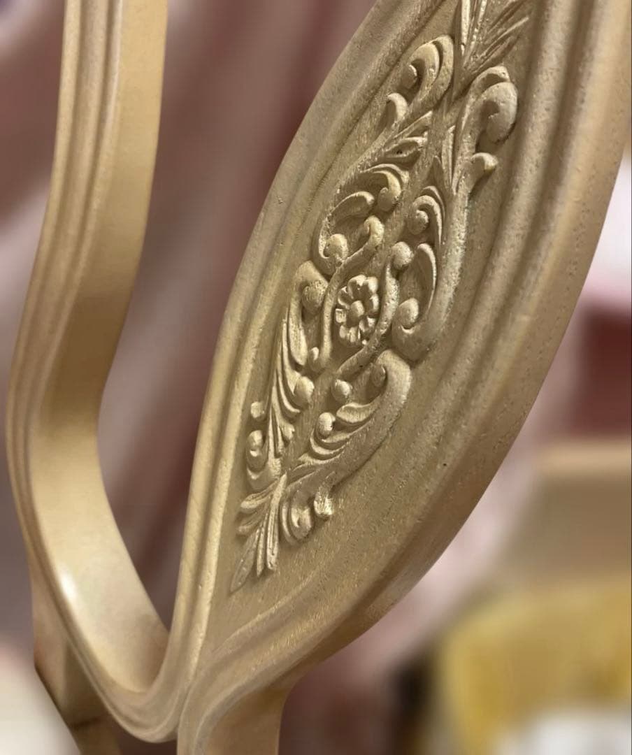 Chi　ロココ調椅子　彫刻装飾　バラ布座面 ヨーロピアン　アンティーク椅子