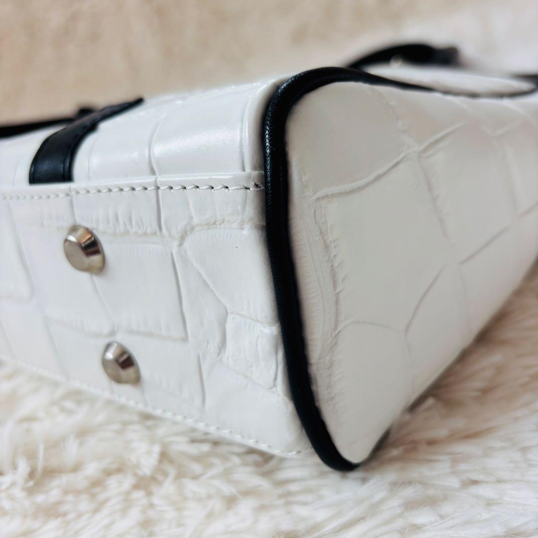 Samantha KINGZ クロコダイル　ホワイト　ビジネスバッグ A4