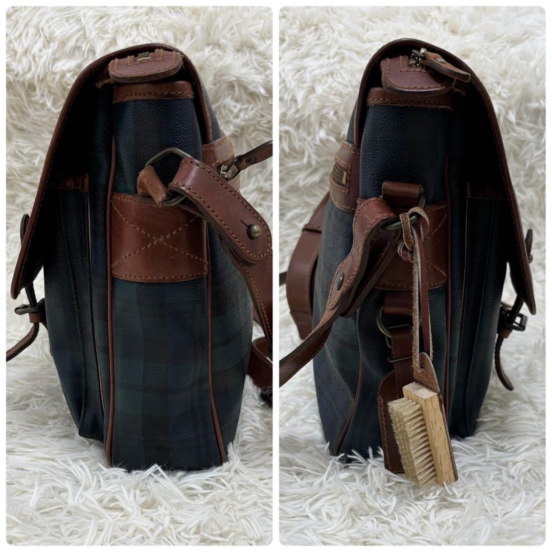 【美品】ポロ ラルフローレン PVC レザー メッセンジャーバッグ ブラシ付き