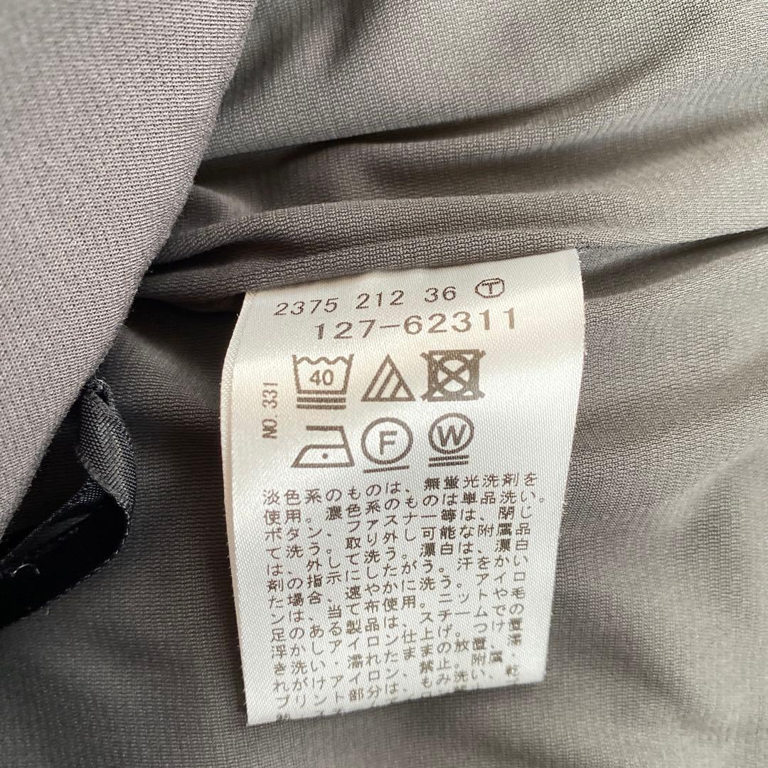 インディヴィ　ノーカラージャケット　セットアップ　グレー　パンツスーツ