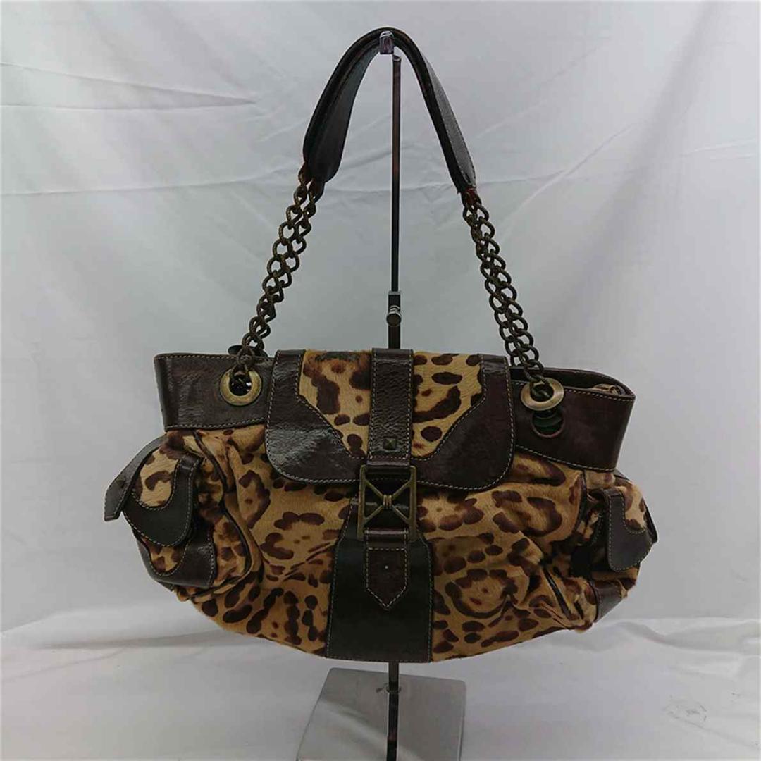 ★クリスチャンルブタンレオパード柄 レザー チェーンショルダーバッグ レディース