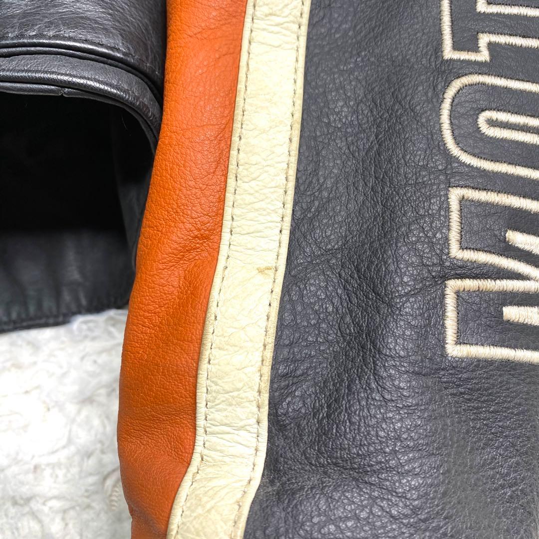 良品✨HARLEY-DAVIDSON ライダース L 本革 ロゴ ライナー 黒