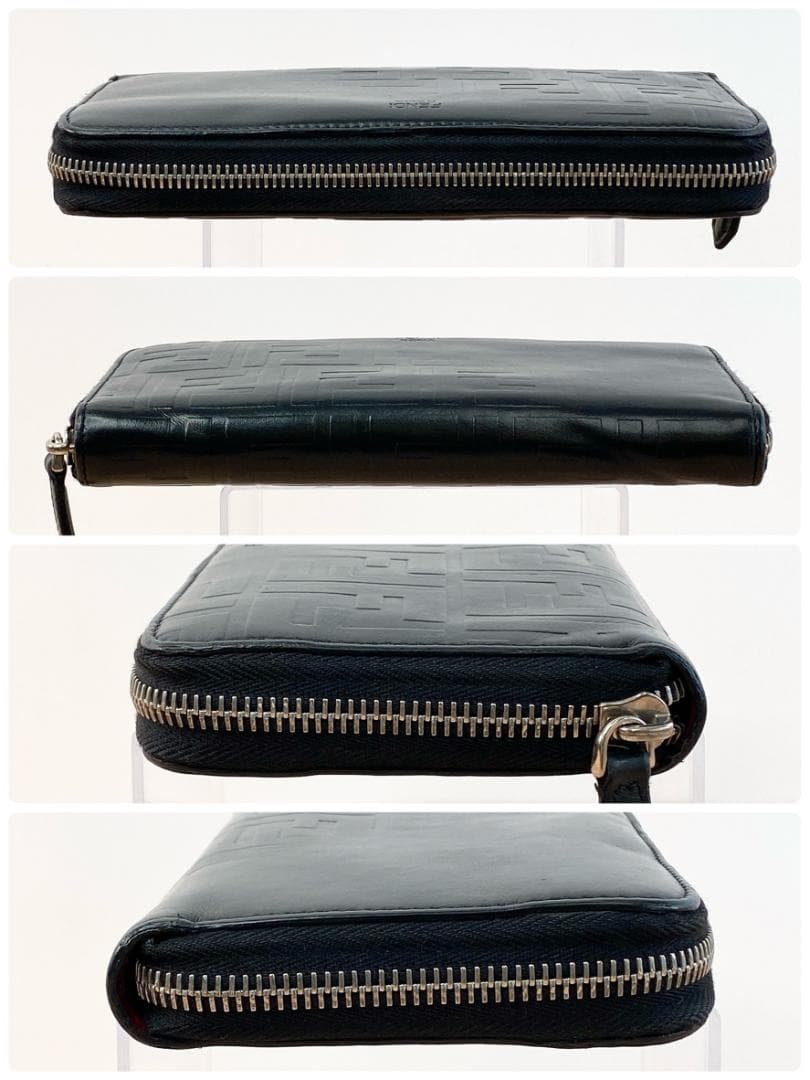 専用フェンディ ズッカ柄 長財布 財布 ラウンドファスナー 革 ブラック 黒