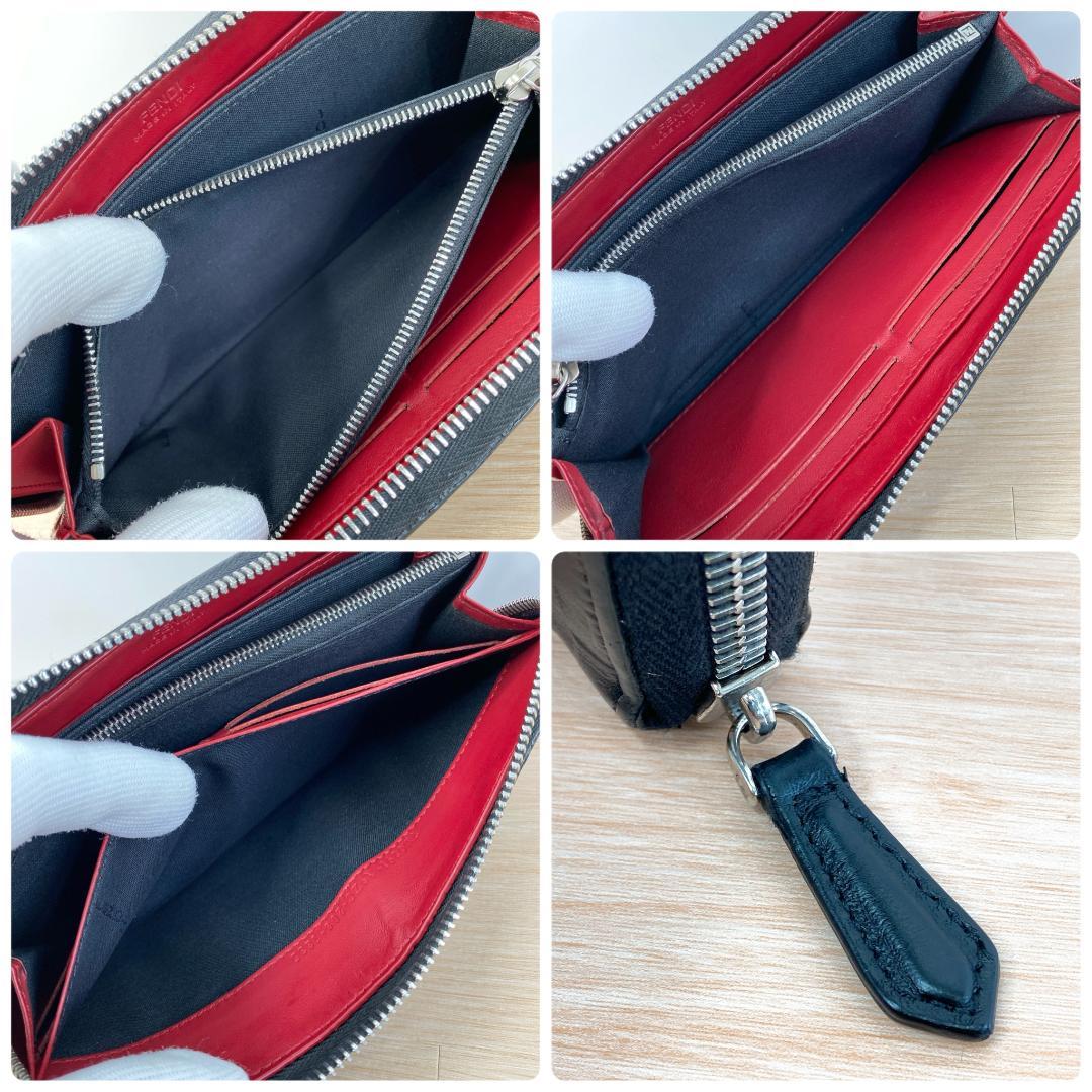 専用フェンディ ズッカ柄 長財布 財布 ラウンドファスナー 革 ブラック 黒