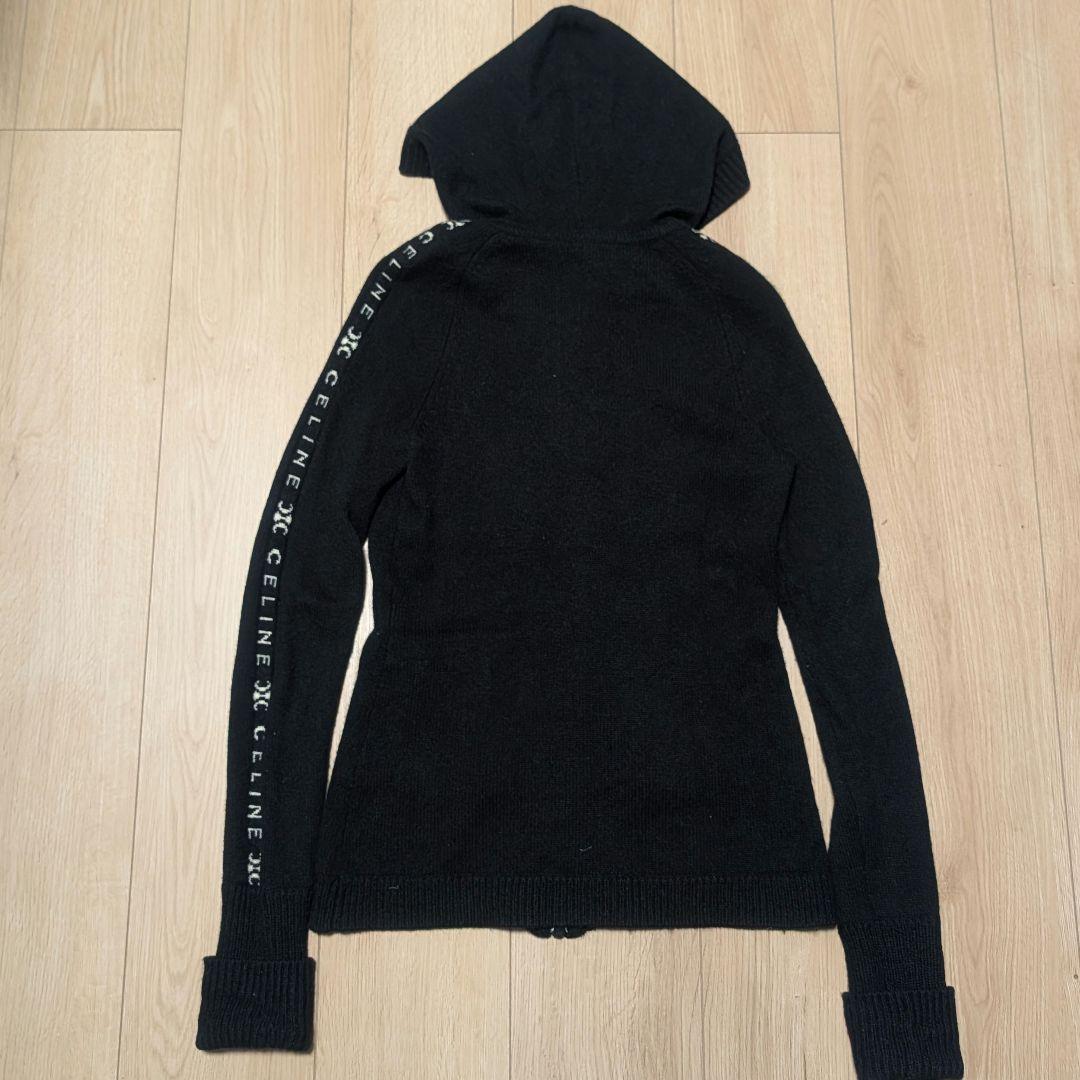 CELINE カシミヤ100% ニットパーカー トリオンフ ロゴ ジップアップ