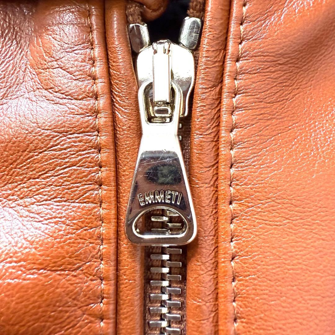 【1回着用】エンメティ☆ユリ☆ラムスキン☆ブラウン☆シングルライダース♡48