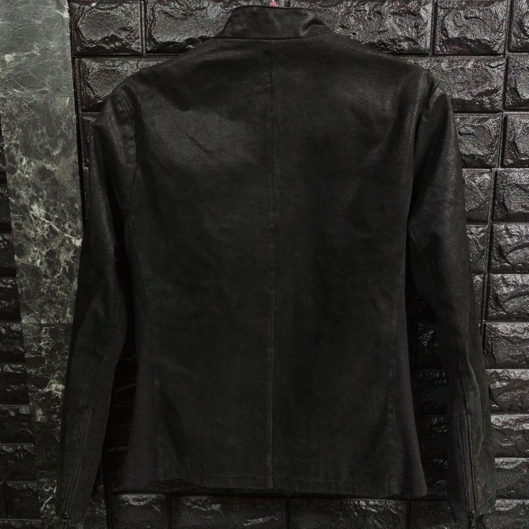 美品　ノーアイディー　黒１色　レザー（豚革）シングルライダースジャケット