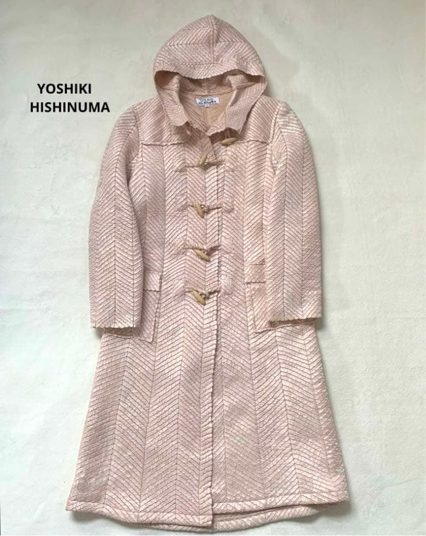 ヨシキヒシヌマ　ダッフルコート　絞り加工　ロング　コート　シワ加工