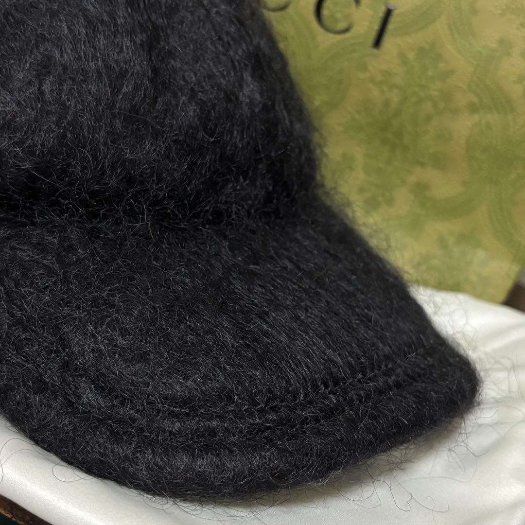 GUCCI ブラック キャップ GG 紙袋　布袋付き　モヘヤ　帽子