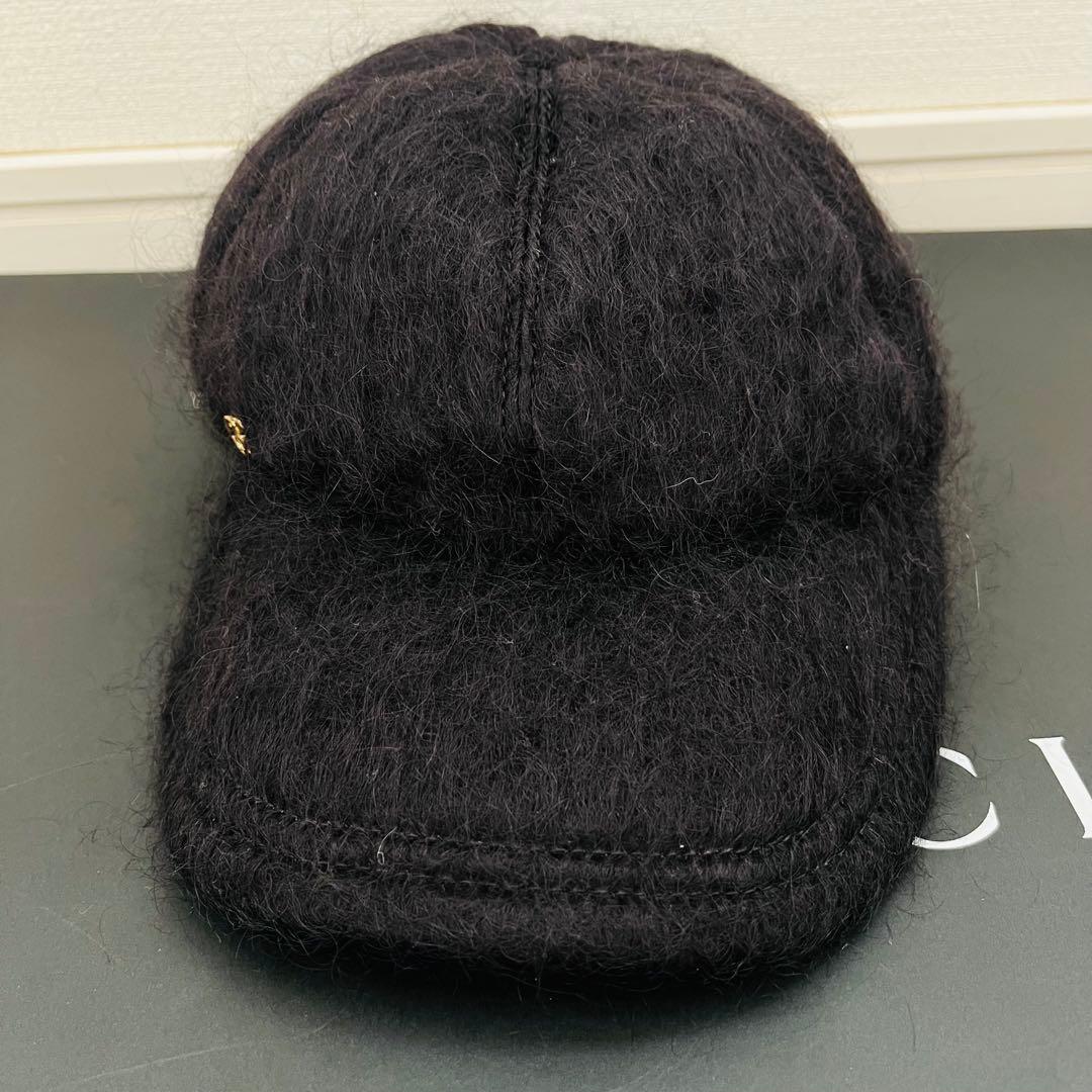 GUCCI ブラック キャップ GG 紙袋　布袋付き　モヘヤ　帽子