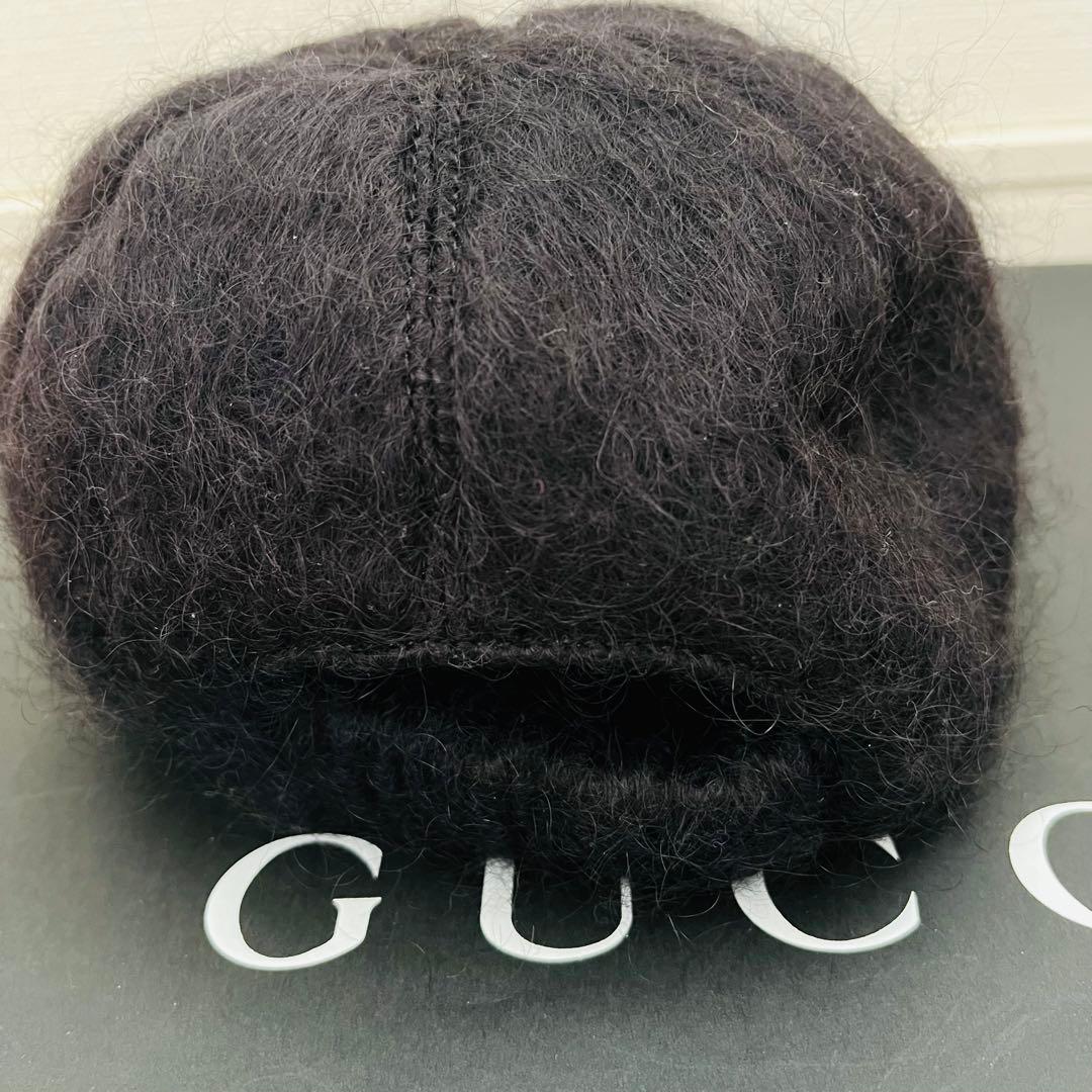 GUCCI ブラック キャップ GG 紙袋　布袋付き　モヘヤ　帽子