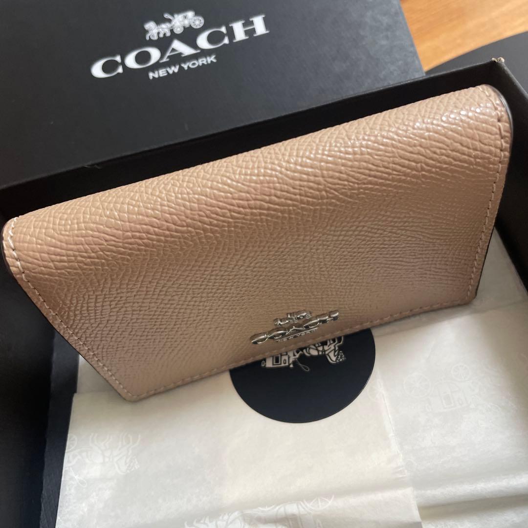 値下げ中★超美品★【COACH/コーチ】カードケース 名刺入れ ベージュ レザー