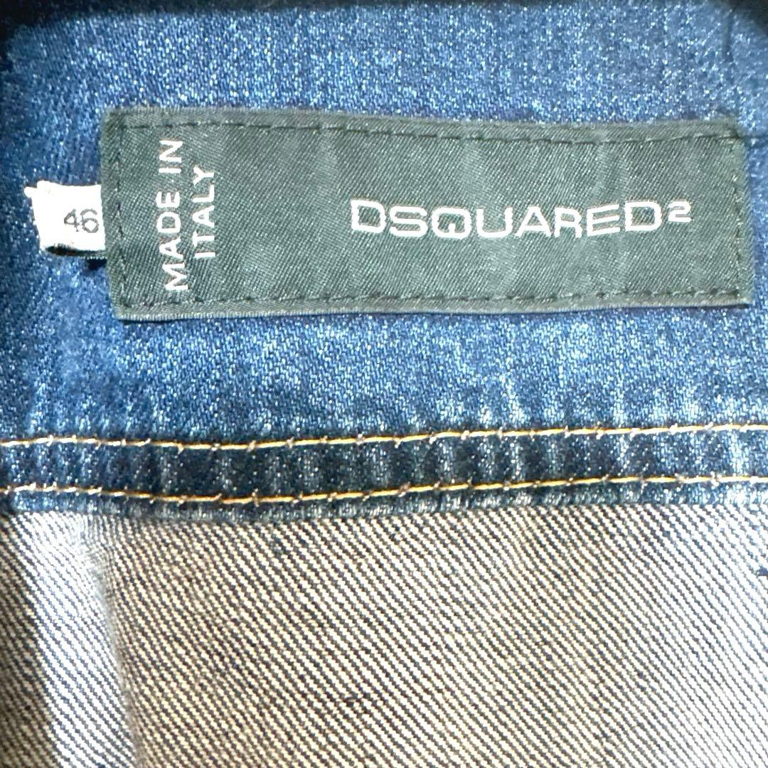 DSQUARED2 デニム ジャケット 袖レザー 46 ダメージ加工 パーカー