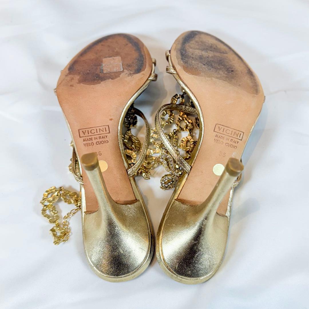 ジゼッペザノッティ VICINI ビジューサンダル 36 ゴールド