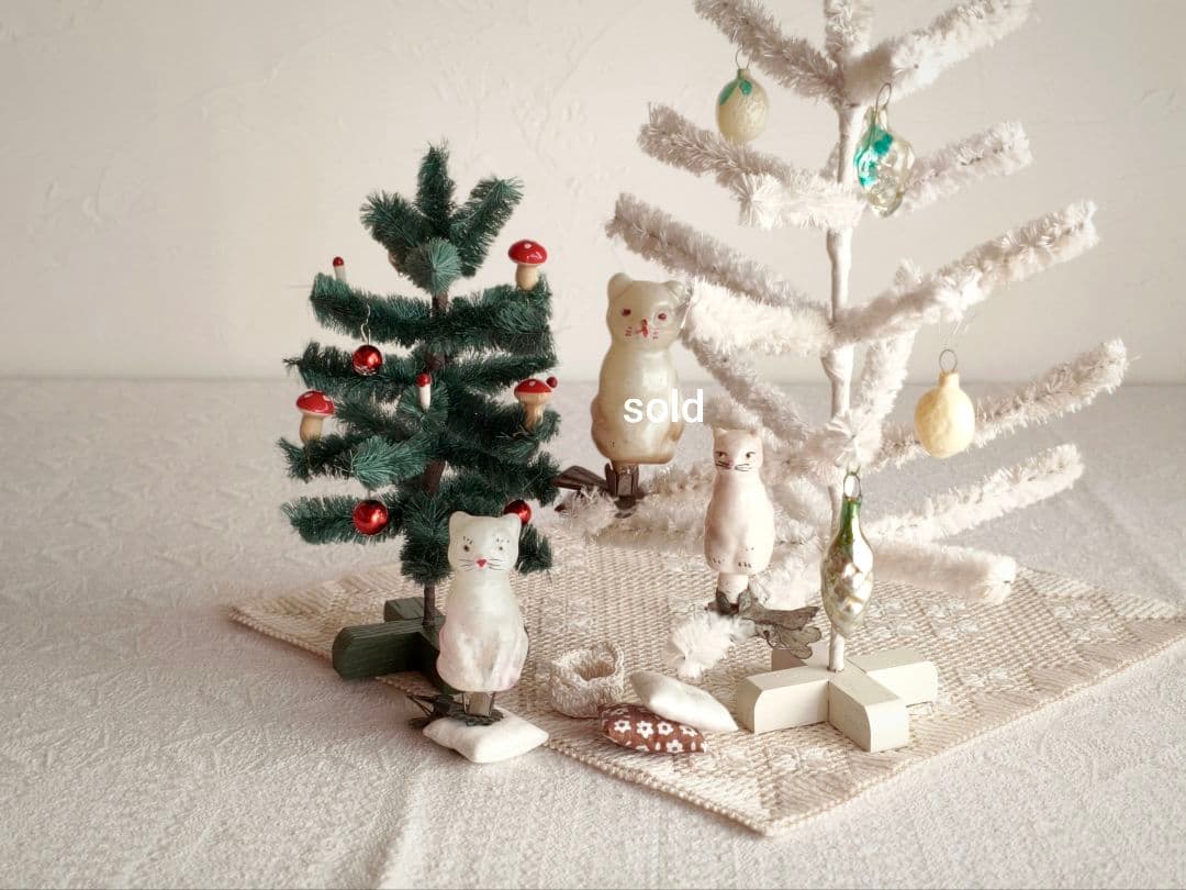 【トントトンさま】vintage tree ❀ モコモコ ホワイト モールツリー