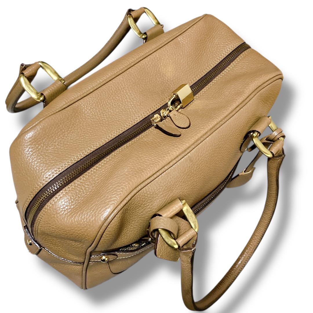 J&M DAVIDSON 肩掛け可 自立 ミア ボストンバッグ ライトブラウン