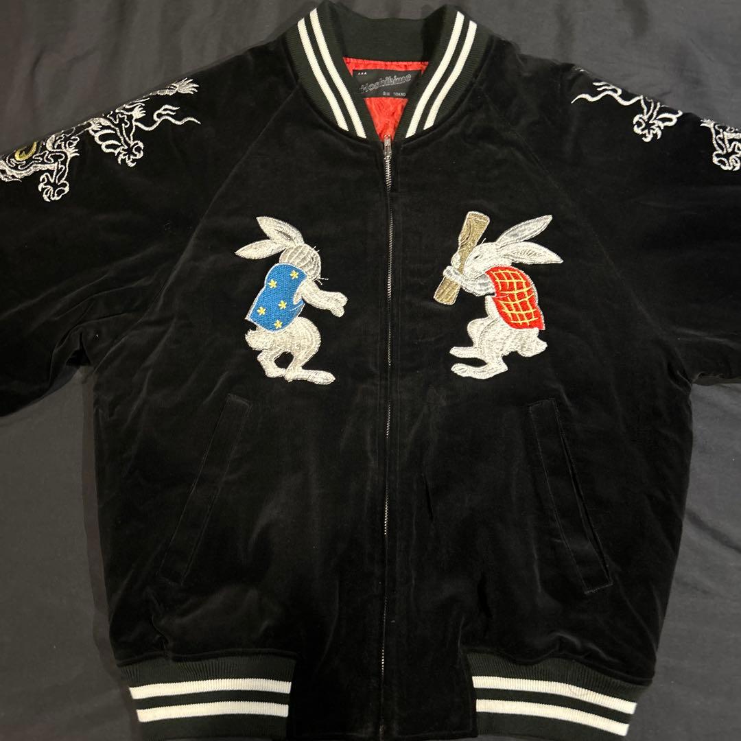 星姫hosihime 別珍 うさぎ ベロアスカジャン　ブラック 黒