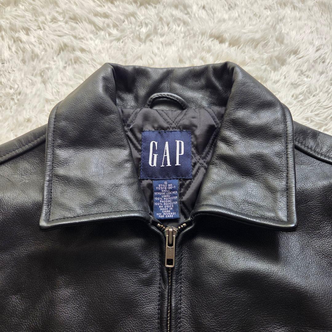 美品 OLD GAP レザー ジャケット 90s S ブラック 短丈