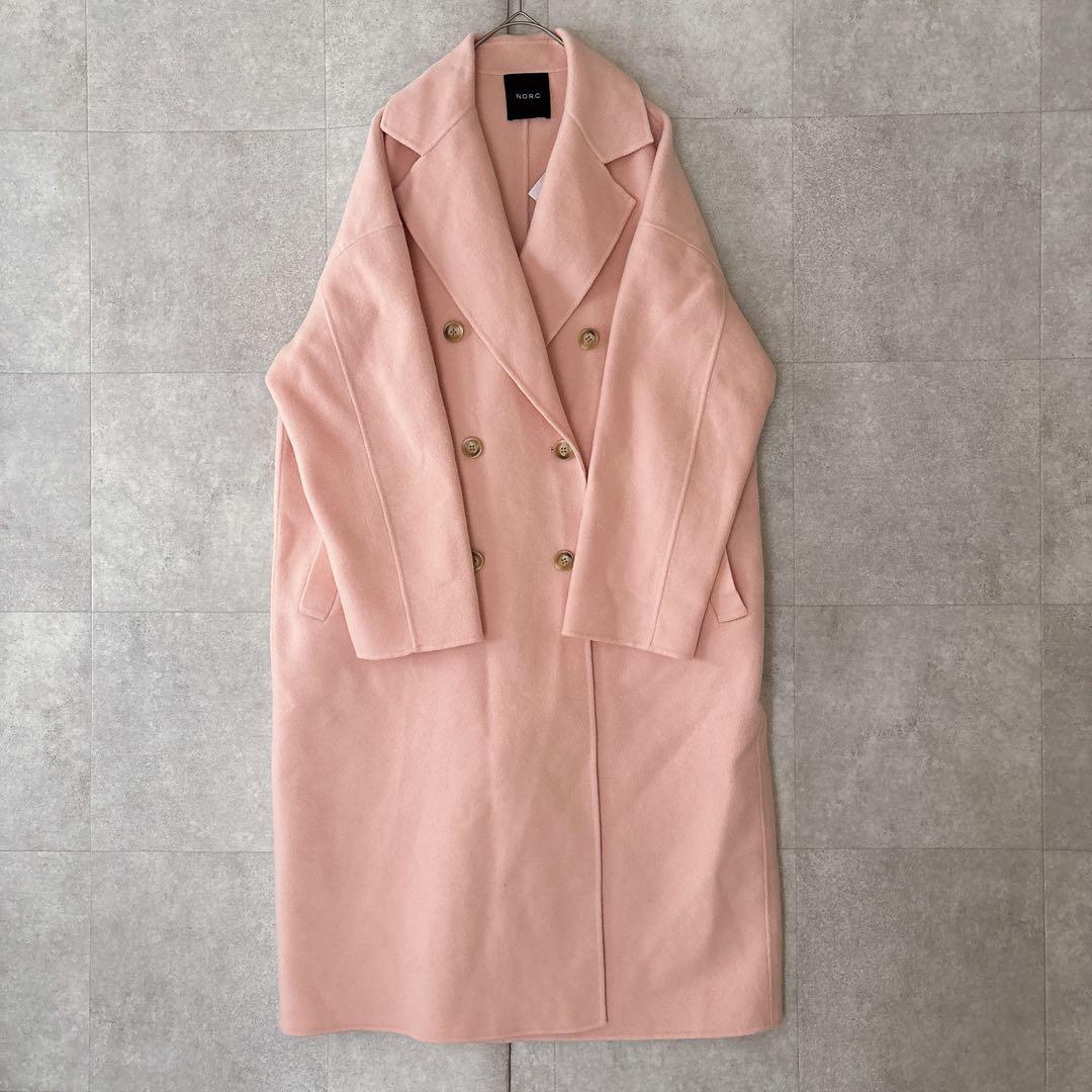 新品未使用品 ノーク ダブルロングリバーコート ピンク サイズ3