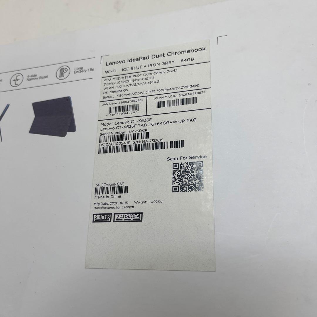 Chromebook本体 #489 Lenovo CT-X636F Tab 4G + 64GB