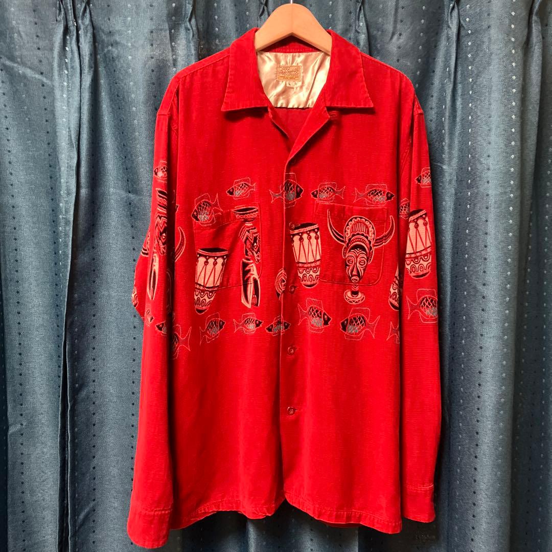 Style Eyes レッド Lサイズ 長袖 コーデュロイシャツ