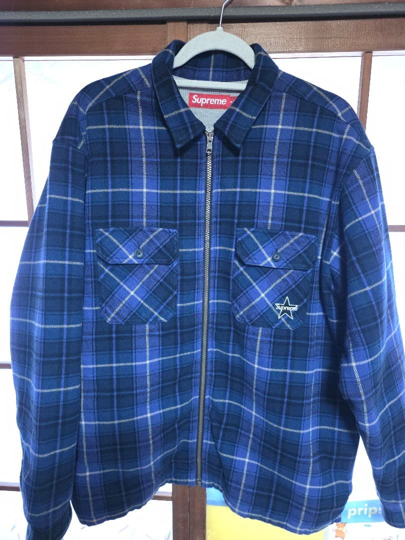 ジャケット・アウター supreme Thermal Zip Up Flannel Shirt M
