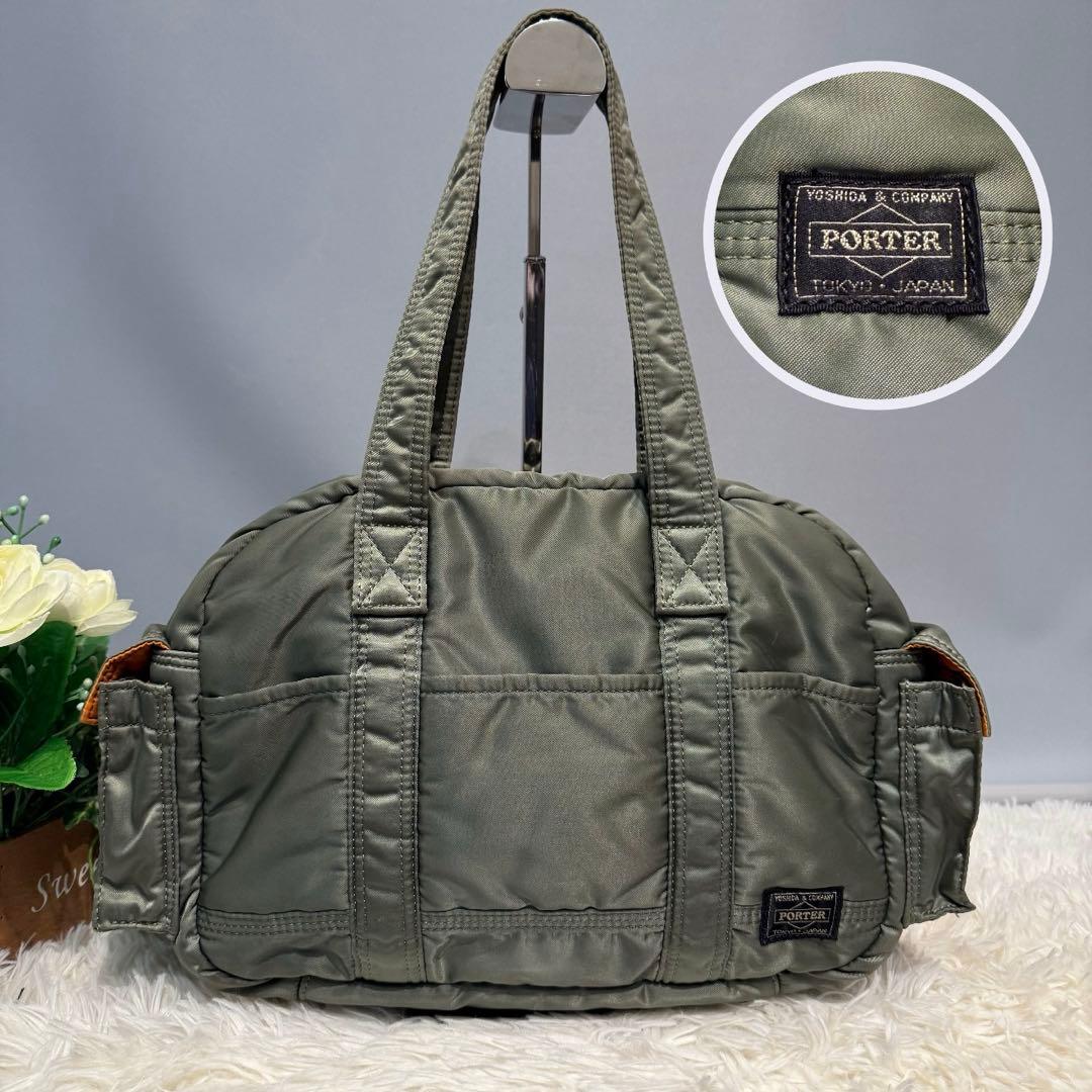 【美品】PORTER TANKER DUFFLE BAG(s) セージグリーン