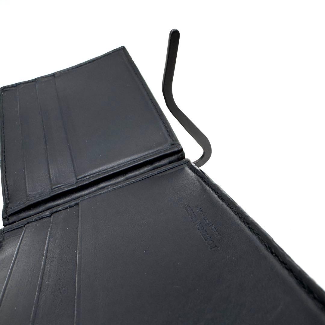 良品✨ボッテガヴェネタ　マネークリップ　イントレチャート　折り財布　ブラック