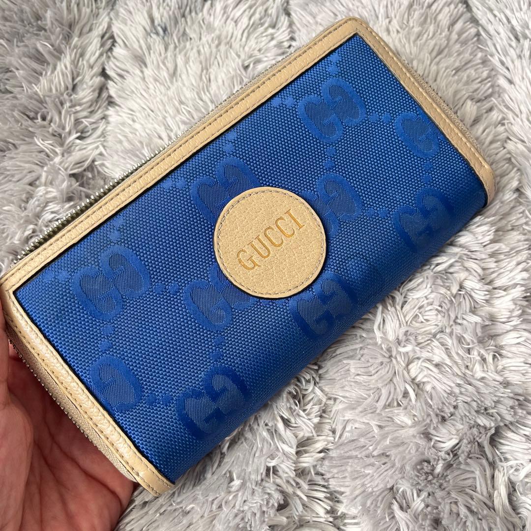 GUCCI✨オフザグリッド　長財布　ラウンドファスナー　ナイロン　ブルー