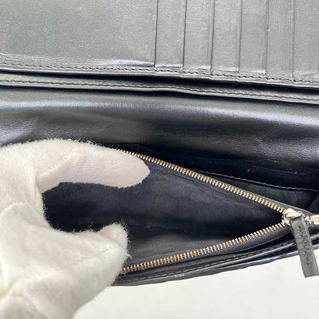 GUCCI 長財布 フラップウォレット マーモント ダブルG金具 黒 付属品付き