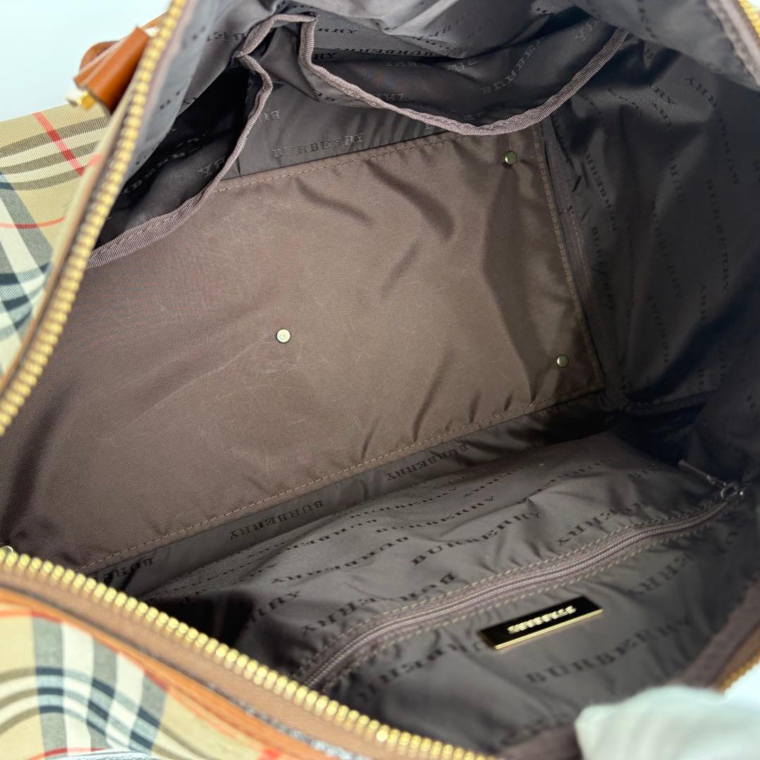 美品 BURBERRY ボストンバッグ レザー ノバチェック シャドーホース