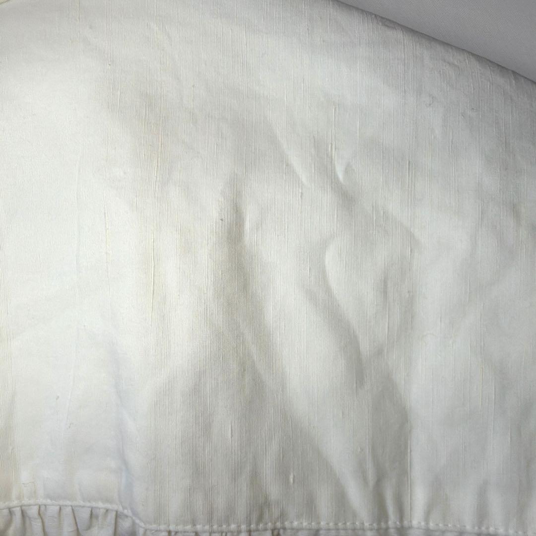 ユナイテッドアローズ シルクリネンコットン混フリル スタンドカラー シャツ 白