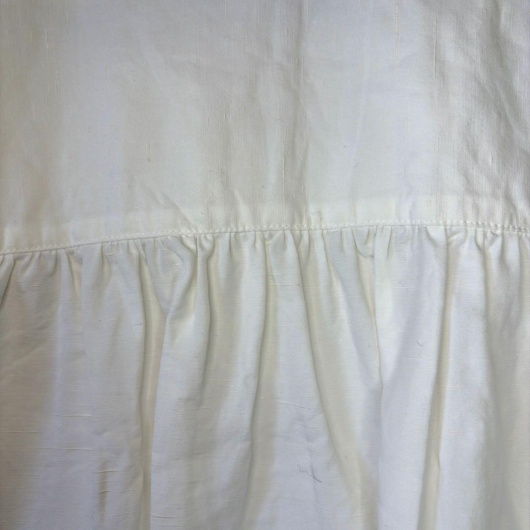 ユナイテッドアローズ シルクリネンコットン混フリル スタンドカラー シャツ 白