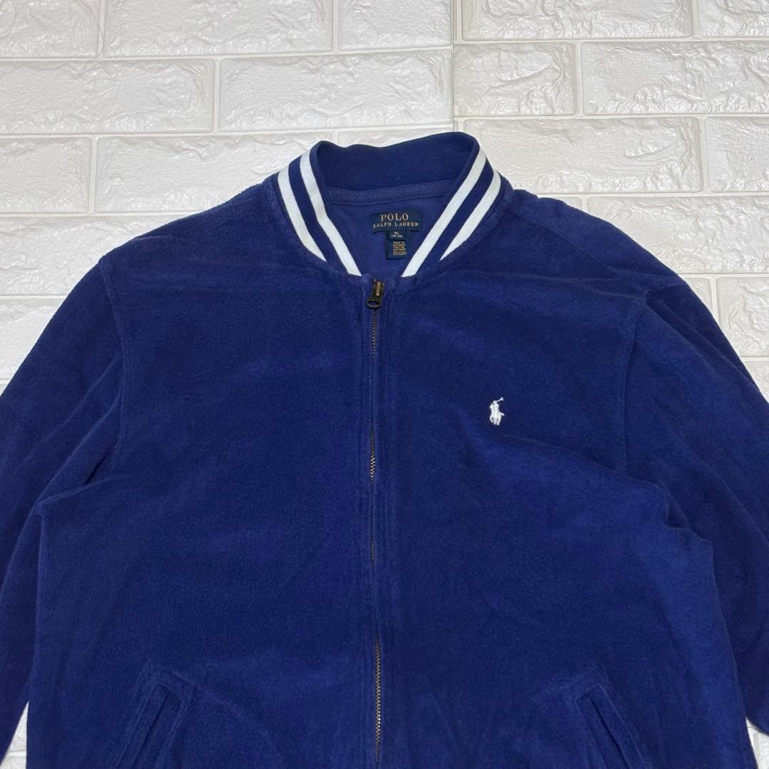 だい様　ラルフローレン ★ パイル素材 ベースボールジャケット ブルー XL