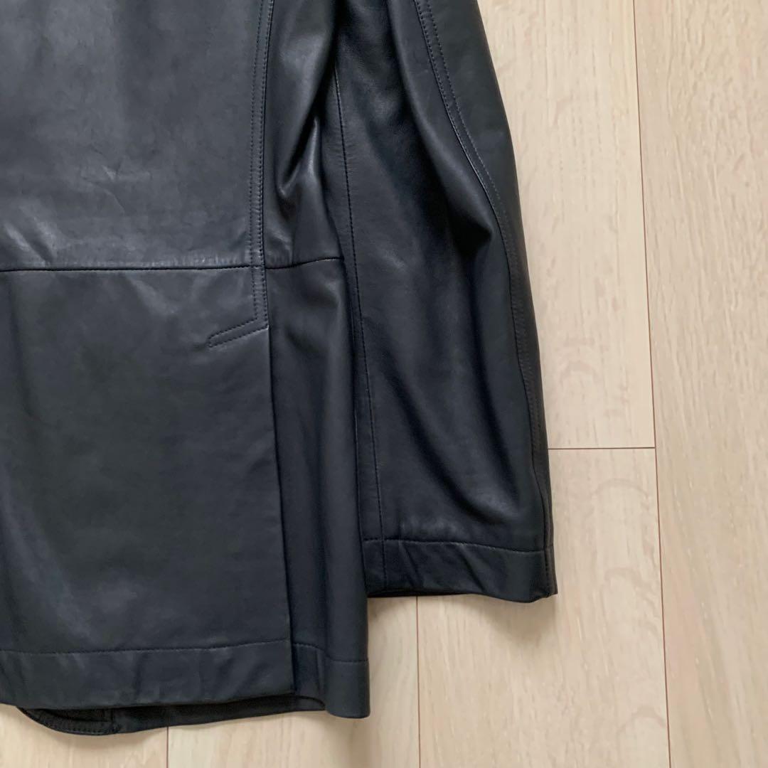 美品　Z zegna レザー　テーラードジャケット　黒　46 BLACK