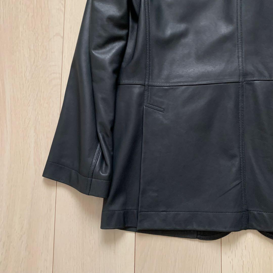 美品　Z zegna レザー　テーラードジャケット　黒　46 BLACK