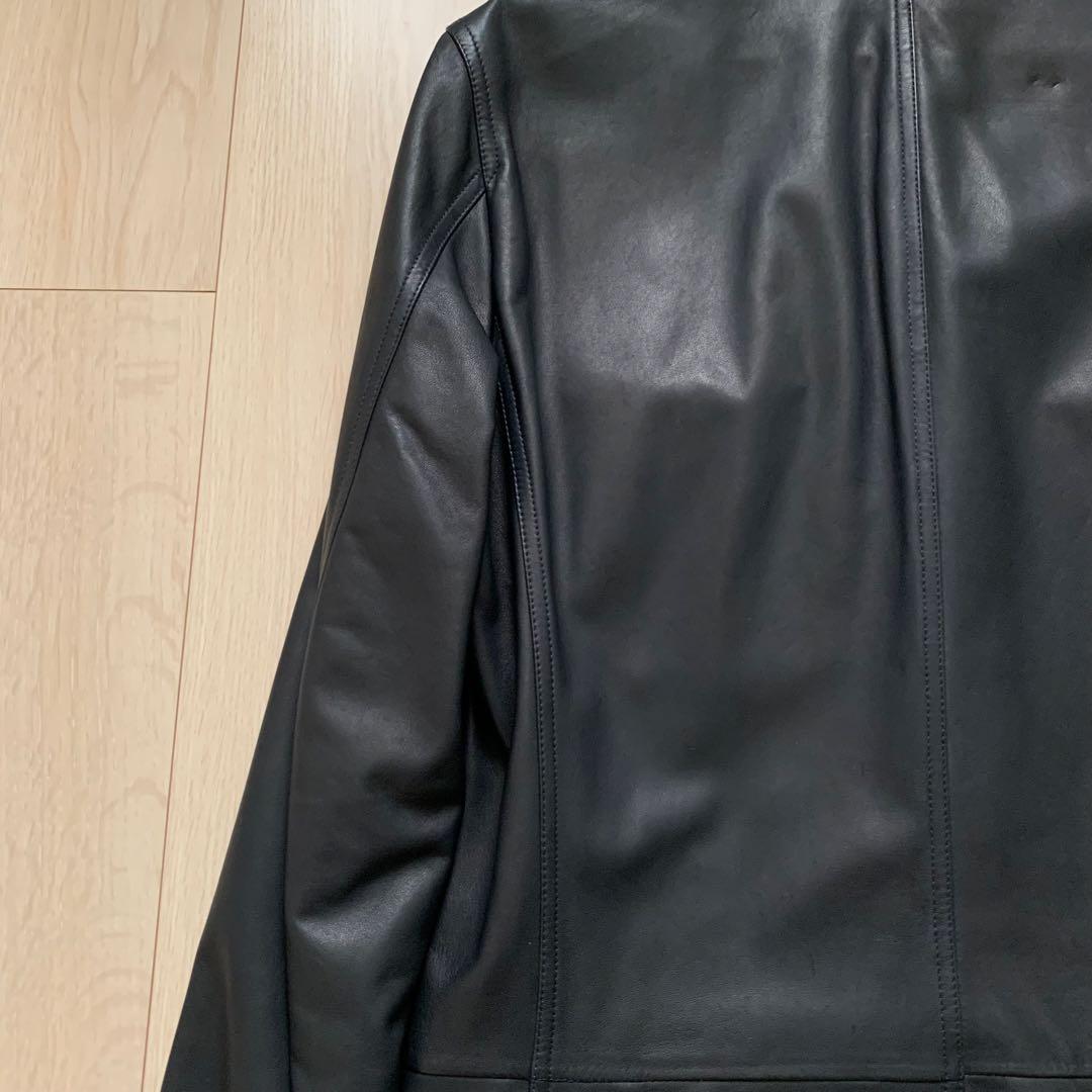 美品　Z zegna レザー　テーラードジャケット　黒　46 BLACK