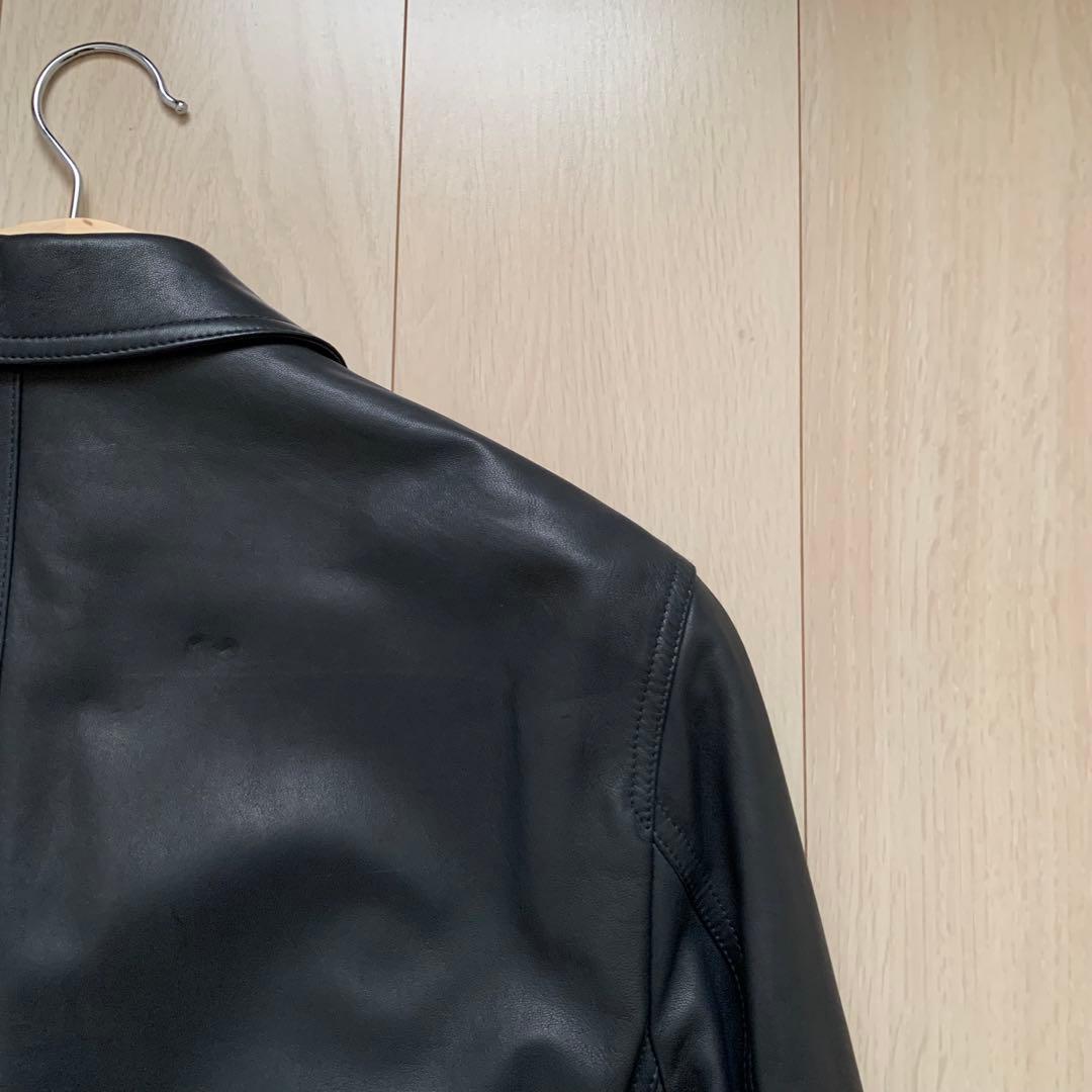 美品　Z zegna レザー　テーラードジャケット　黒　46 BLACK