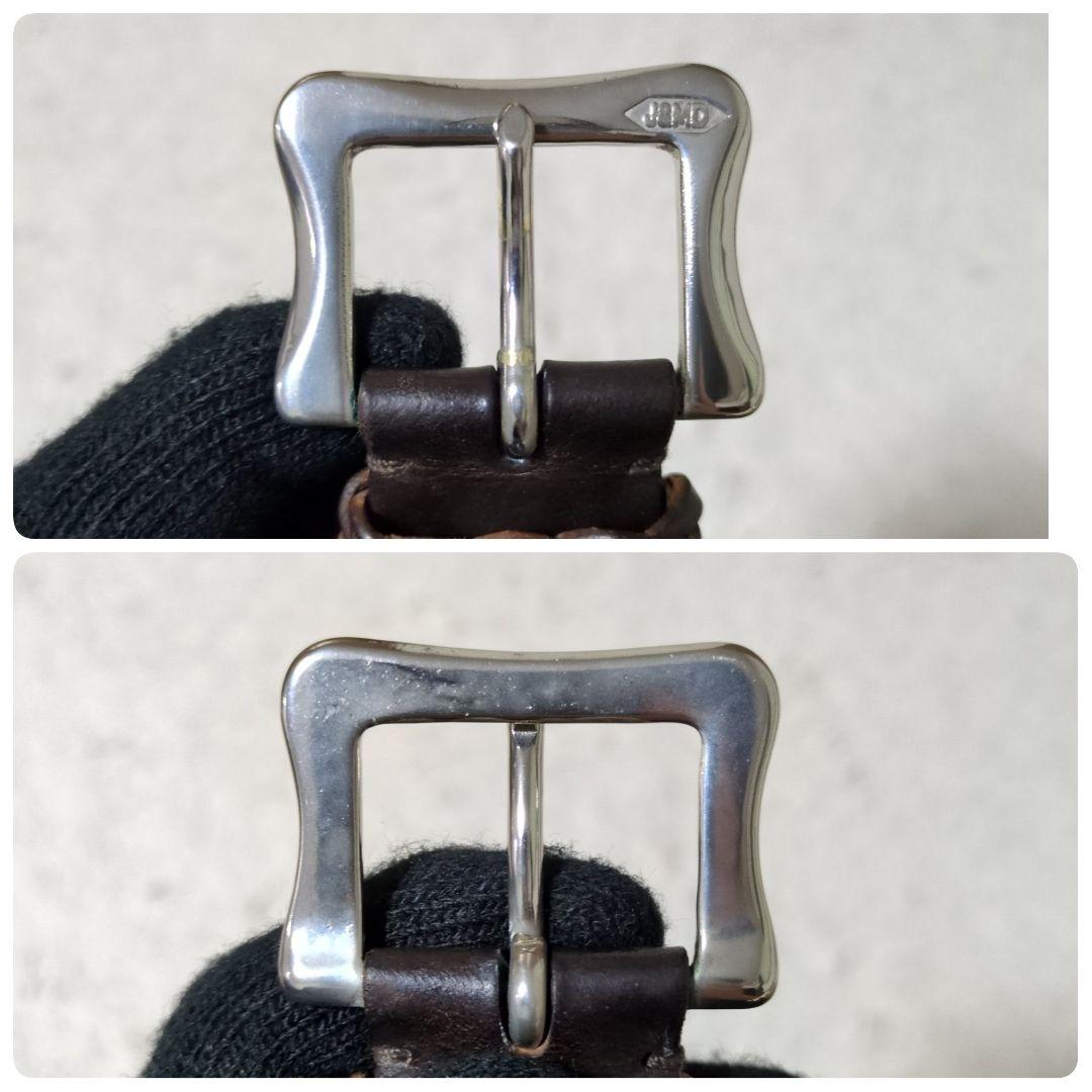 美品 J&M DAVIDSON 25MM メッシュベルト プンターレ 本革 焦茶