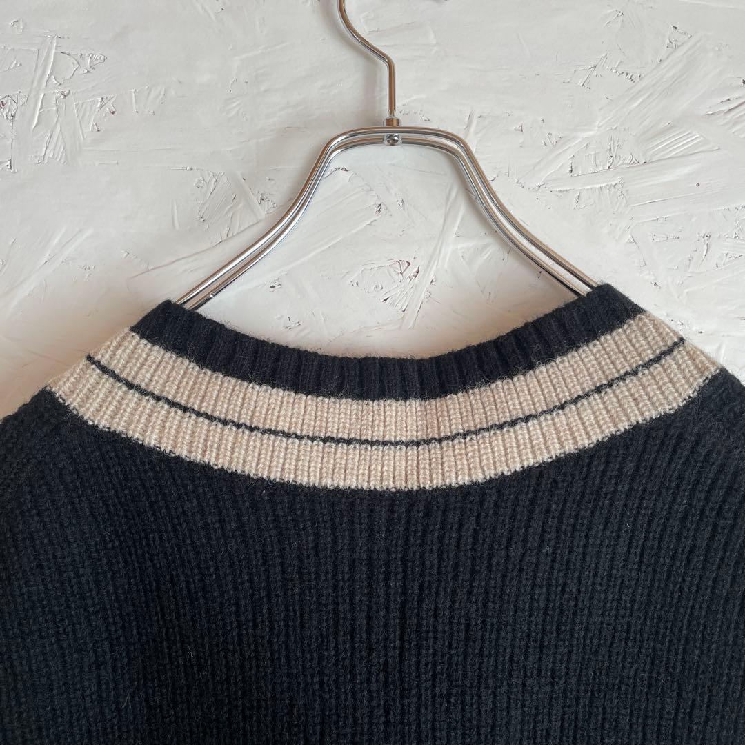 2024AW【MHL.】ウールニットVネックニットベスト　黒　L