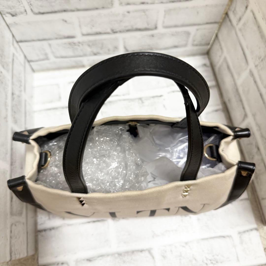 2way✨ヴァレンティノ VLTN トートバッグ スタッズ キャンバス レザー