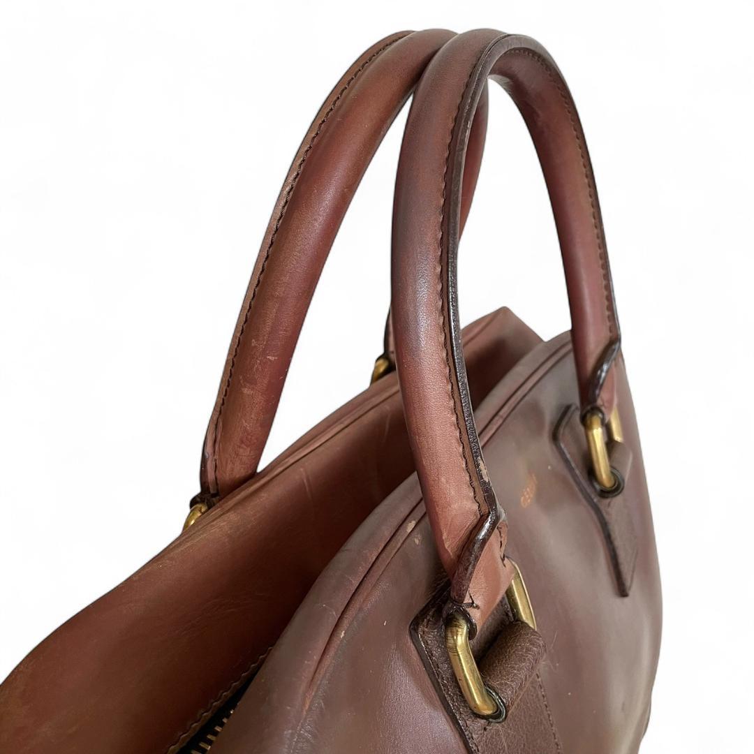 【希少】 CELINE セリーヌ ボストンバッグ オールレザー ブラウン 茶色