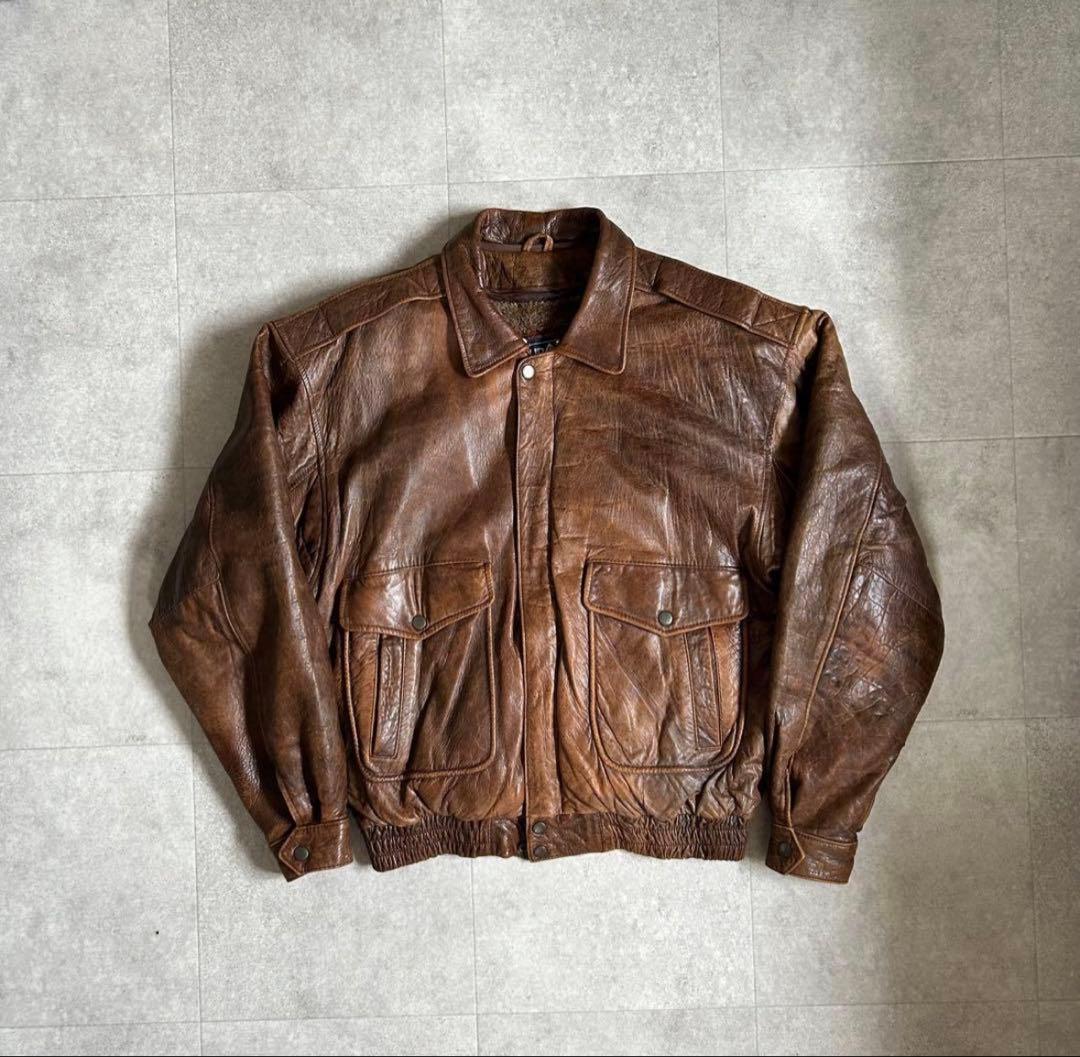 VINTAGE A-2フライトジャケット レザージャケットLサイズ ライナー付き