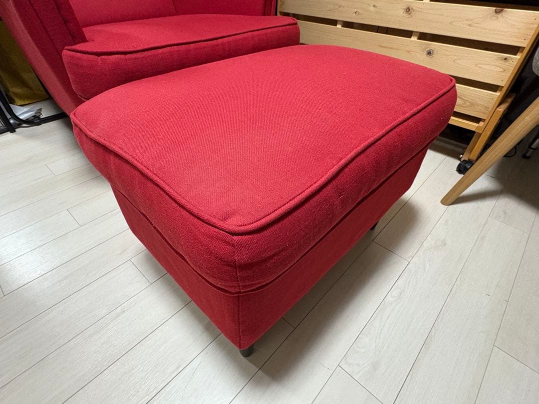 【大阪】IKEA STRANDMON ストランドモン ソファ　オットマン付き　赤