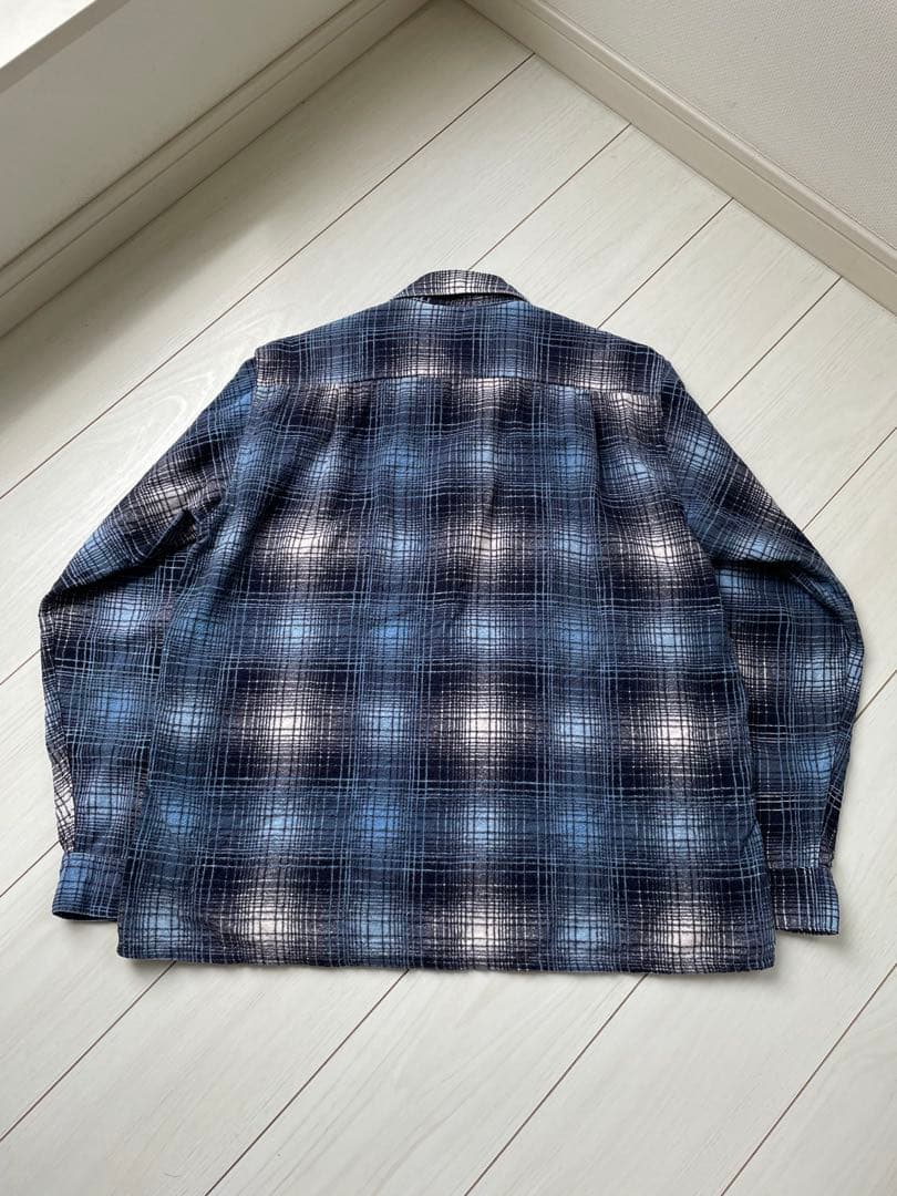 60s プリントネル オンブレー シャドーチェック ビンテージ ネルシャツ