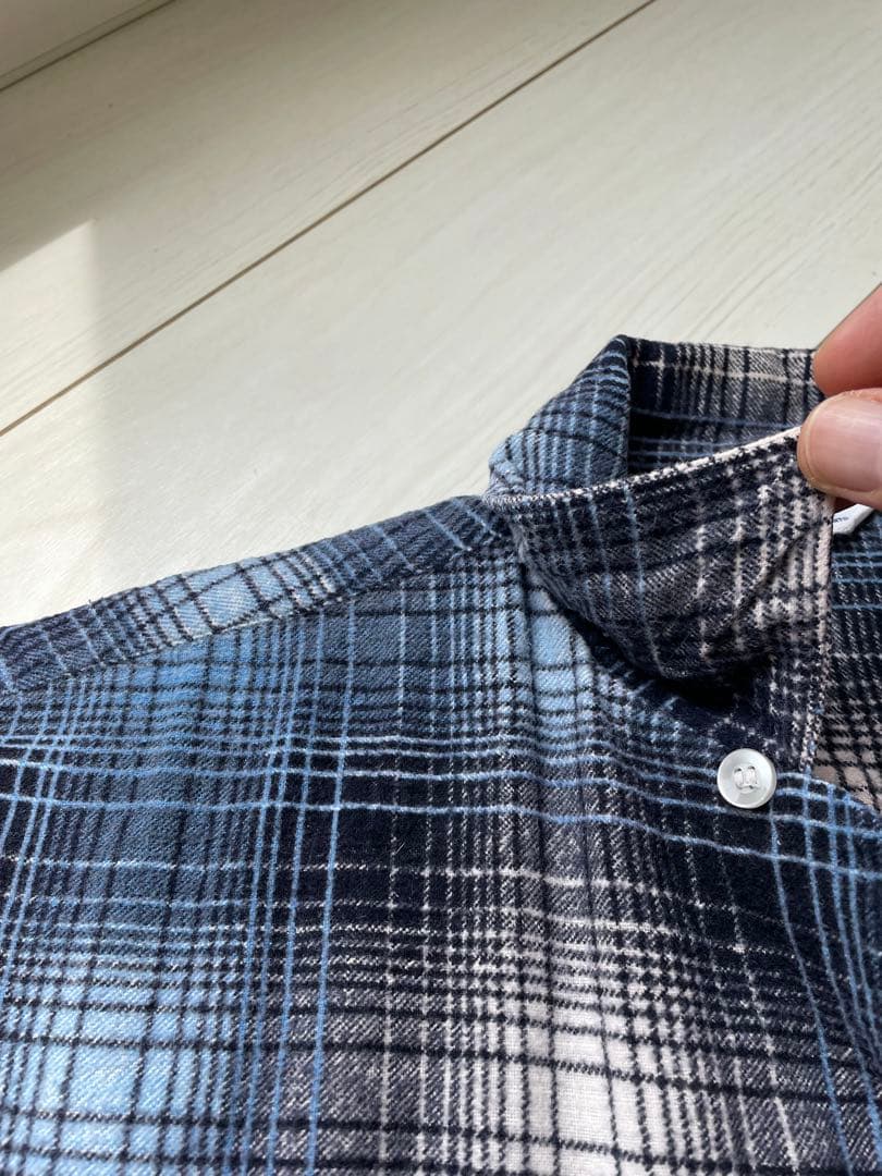 60s プリントネル オンブレー シャドーチェック ビンテージ ネルシャツ