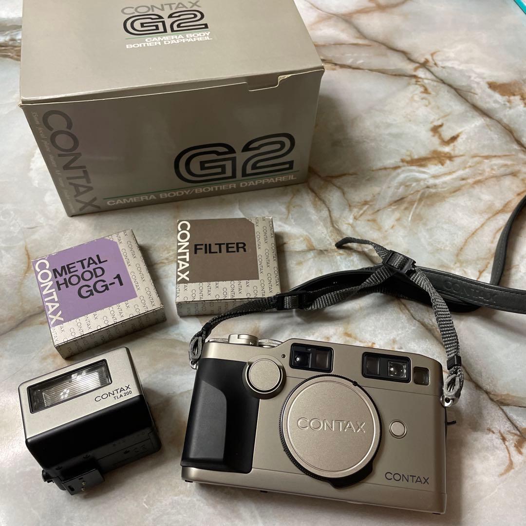 CONTAX G2 ストラップ　フラッシュ　フィルター　メタルフード　箱